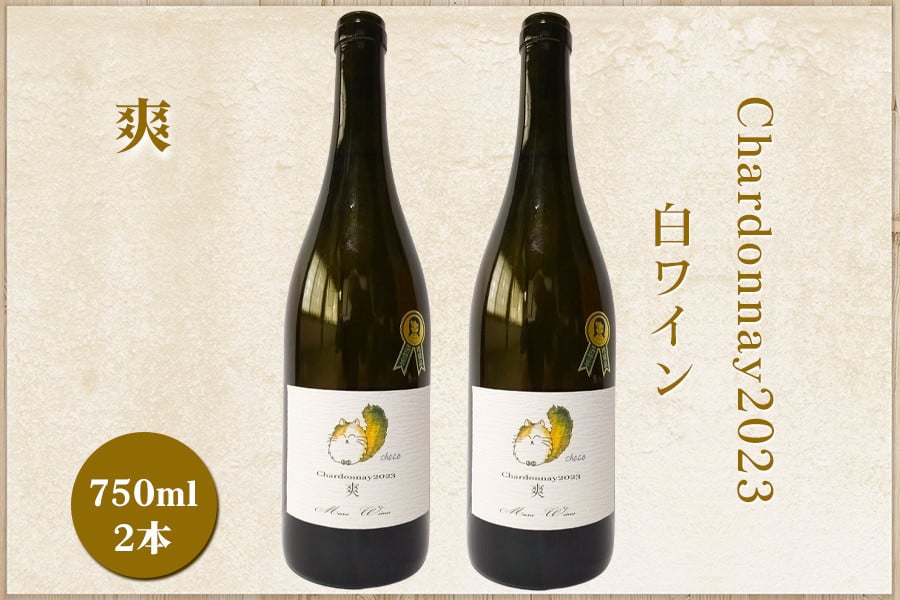 
            Chardonnay2023 爽 750ml 白ワイン 2本セット｜シャルドネ 無添加 無濾過 国産 日本ワイン 愛知県 東浦町 [0739]
          