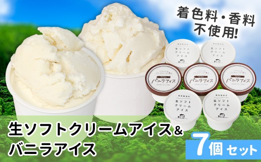 ミルク感たっぷり！食べ比べ★生ソフトクリームアイス＆バニラアイスクリーム 7個セット 5000円　アイスクリーム 牛乳 ミルク アイス 生乳 搾りたて バニラ マダガスカル産 バニラビーンズ 濃厚