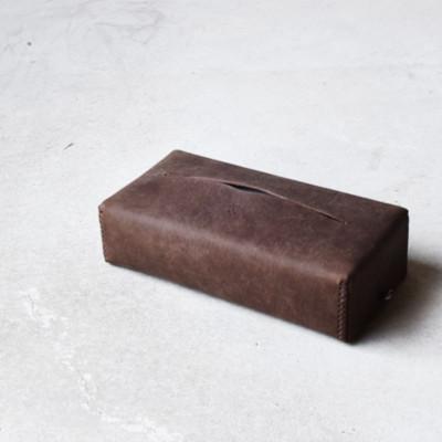 ふるさと納税 河内長野市 本革ティッシュカバー スモーク ブラウン 国産レザー Teha’amana