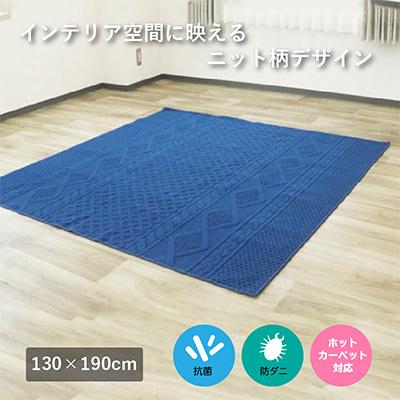 ふるさと納税 泉大津市 ニット柄ループラグ【NT-9000】130×190 ネイビー