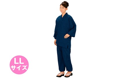 伝印　作務衣　　（ドット柄 綿100%)　紺・LL 民芸品 工芸品 