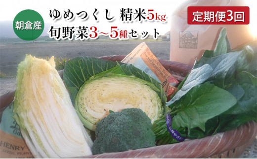 
定期便 3回 米 5kg 季節野菜 セット 精米 ゆめつくし
