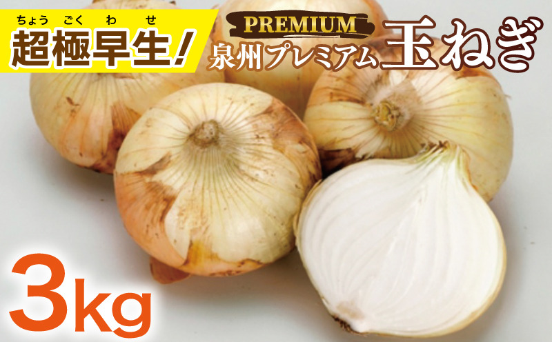 G1445 【先行予約】超極早生！泉州プレミアムたまねぎ 3kg 玉ねぎ