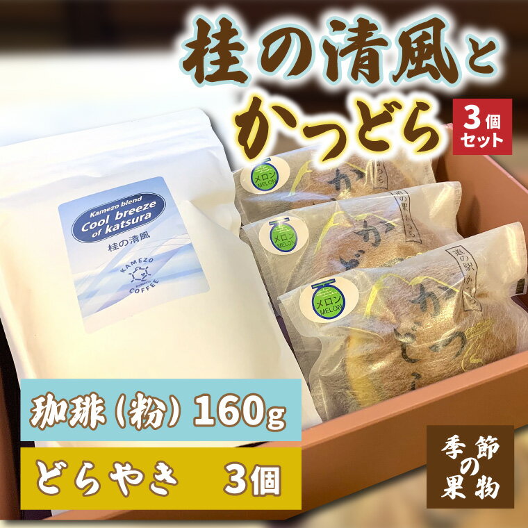 【ふるさと納税】珈琲とかつどら3個セット【桂の清風(粉)/季節の果物】(AF088)