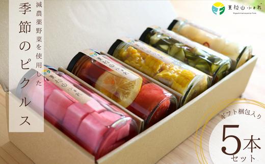 東松山市産 減農薬野菜を使用した季節のピクルス 5 本詰め合わせ | 埼玉県 東松山市 ピクルス 減農薬 旬の野菜 季節野菜 管理栄養士 常備菜 和風 洋風 ハニー おしゃれ 可愛い お土産 管理栄養士 無添加 送料無料 漬物 サラダ ビネガー 保存食 サイドディッシュ 美しい ヘルシー 健康 酢 カラフル 酢漬け