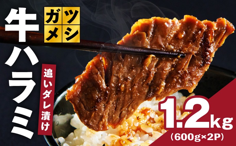 G4018 ガツめし牛ハラミ 1.2kg 追いダレ漬け【焼肉 600g×2P はらみ ハラミ 牛肉 訳あり サイズ不揃い】