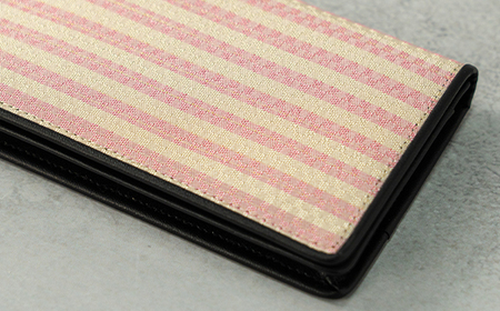 【山形さくらんぼ実染め】名刺入れ・カードケース(ピンク縞) F20A-236