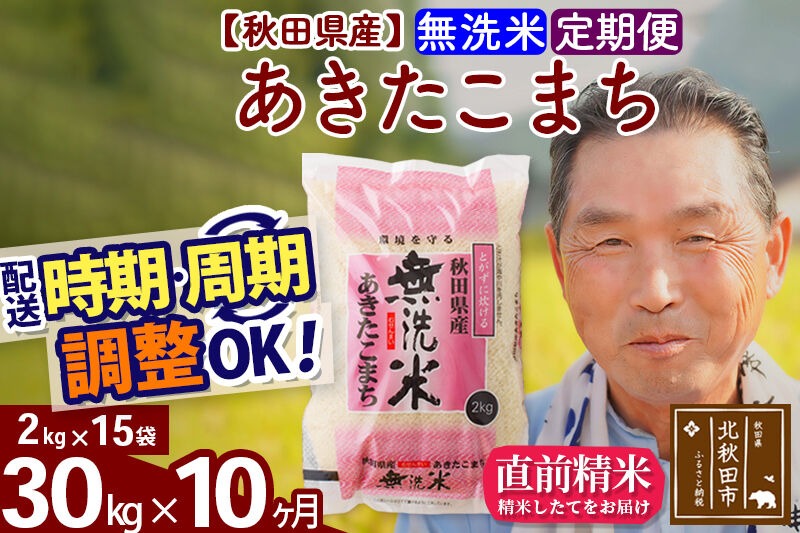 令和7年産《定期便10ヶ月》秋田県産 あきたこまち 30kg【無洗米】(2kg小分け袋) 2025年産 お届け時期選べる お届け周期調整可能 隔月に調整OK お米 おおもり [おおもり 秋田 お米 あきたこまち 米どころ 東北 北秋田市 定期便 毎月お届け]|oomr-31010