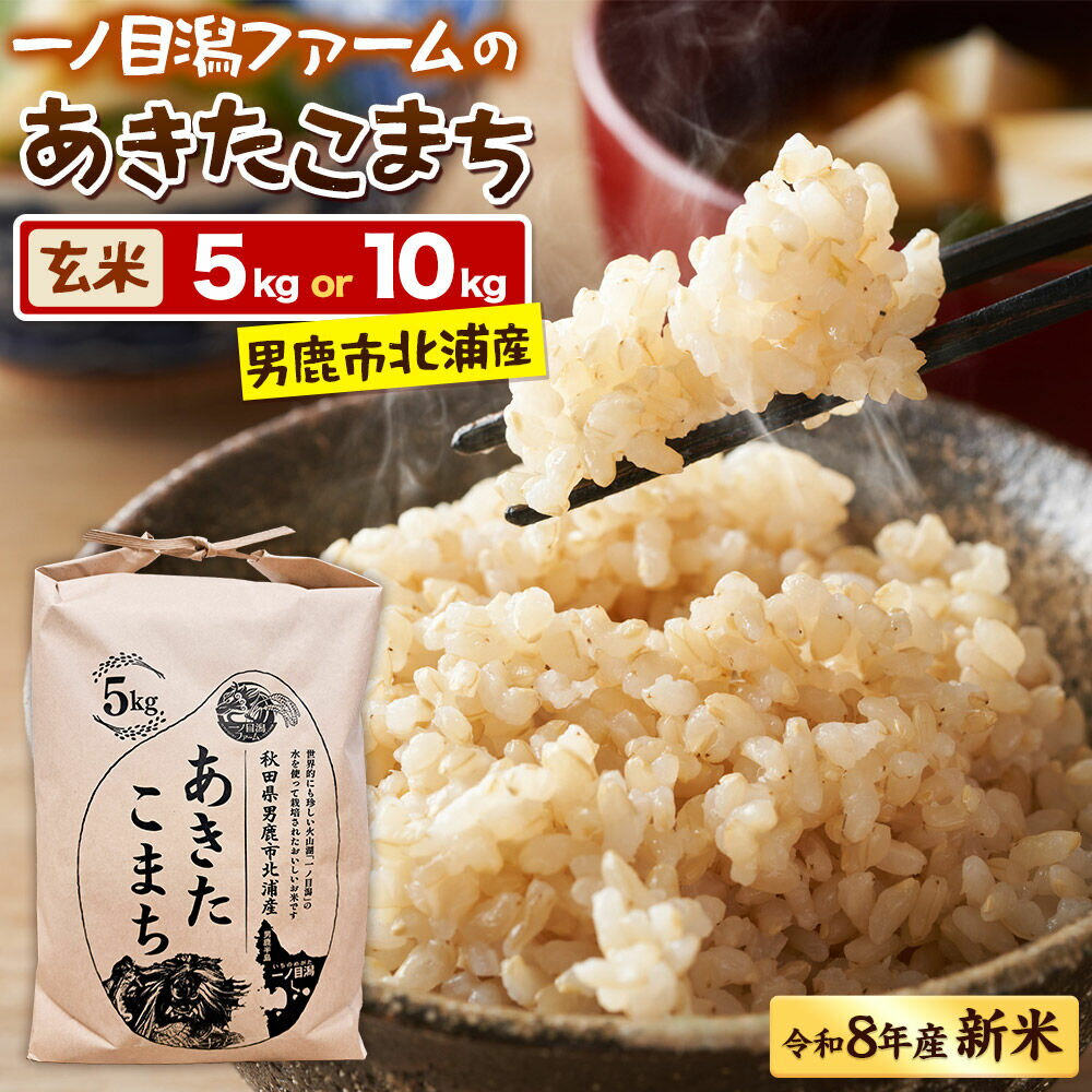 【ふるさと納税】「秋田県男鹿市北浦産」あきたこまち（玄米）【選べる容量5kg／10kg】令和8年産 （新米先行受付）令和7年産 秋田県 男鹿市 [あきたこまち ブランド米 お米 玄米 米どころ 秋田 秋田県産 男鹿市北浦産]