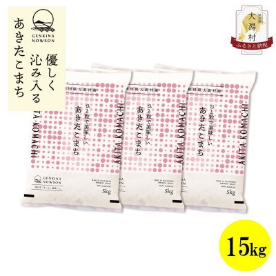 【毎月定期便】秋田県産あきたこまち無洗米15kg(5kg×3)全12回【配送不可地域：離島・沖縄県】