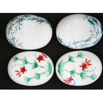 金魚とめだかの箸置き (新豆型） やきもの工房こすず A12-195