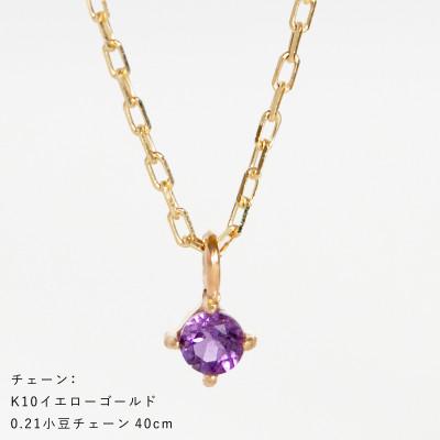 ふるさと納税 大津市 【10金 2月誕生石 アメジストネックレス】大人シンプル 華奢見えチェーン 天然石 一粒ペンダント |  | 03