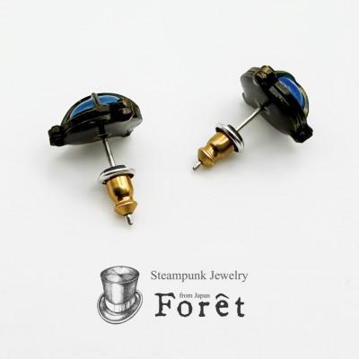 ふるさと納税 富士吉田市 スチームパンク　船舶ライトピアス　ブルー　SV925ポスト&キャッチ |  | 01