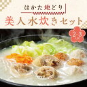 【ふるさと納税】 はかた 地どり 美人 水炊き セット(2-3人前) (スープ 600g もも肉切身 200g つみれ200g ラー麦麺 80g コラーゲン 50g) 鍋 肉 鶏肉 地鶏 鶏ガラ 国産 九州産 福岡県 博多 香春町 送料無料