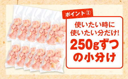 宮崎県産若鶏モモ切り身 鶏肉小分けパック 合計2.5kg（250g×10パック）