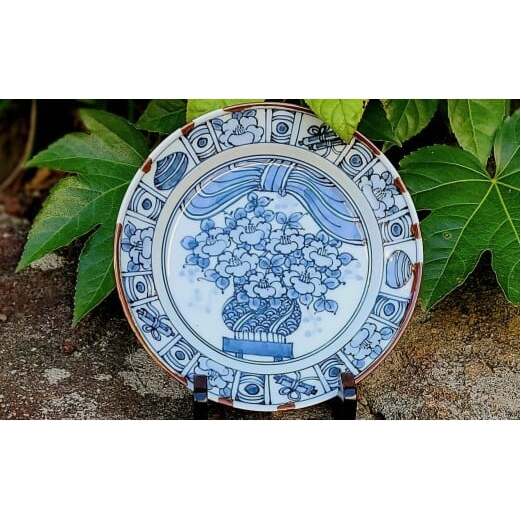 有田焼 渕錆藍椿縁紋様図 21cm 皿 ～華一園シリーズ～【西山錦華堂】食器 器 うつわ 皿 プレート 牡丹 手描き 50000円 5万円 A50-297_イメージ3