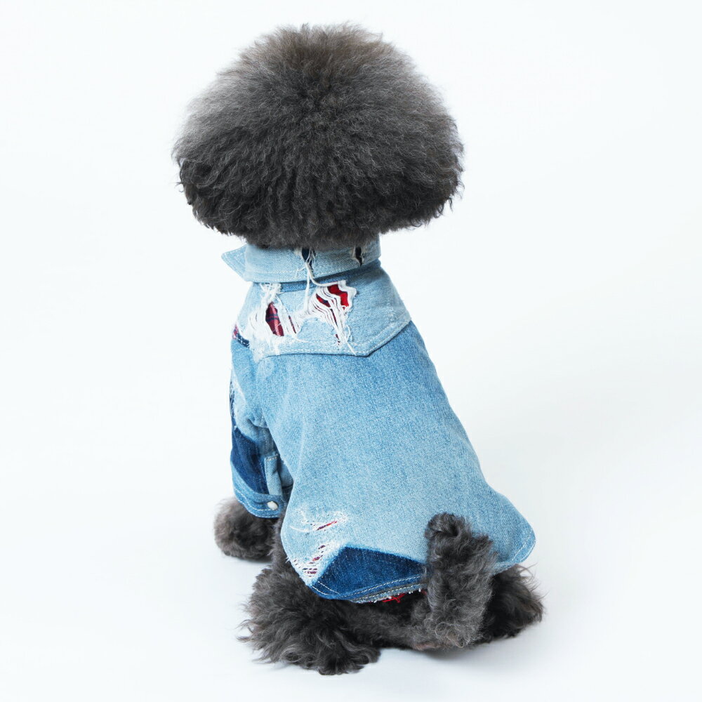 【ふるさと納税】愛犬用Gジャン・ダメージ＆リペア「D＆Rデニジャン」　雑貨・日用品・愛犬用・デニムウェア・ペット服