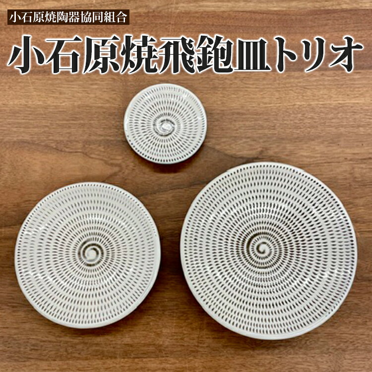 【ふるさと納税】小石原焼飛鉋皿トリオ 飛鉋 皿 3枚セット 豆皿 5寸皿 6寸皿 プレート 食器 和食器 陶器 器 うつわ 焼き物 福岡 伝統工芸 民芸品 早川窯 窯元 おしゃれ ギフト 贈り物 プレゼント