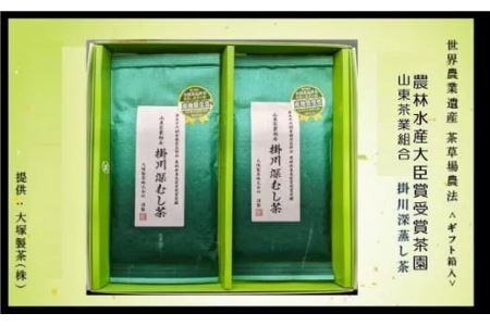 農林水産大臣賞受賞茶園 ･ 山東茶業組合･ 深蒸し掛川茶 100g×2袋 計200ｇ ギフト箱入（新茶･令和7年5月下旬より発送　②令和6年度産 今すぐ発送） 大塚製茶（※新茶受付あり） 1871