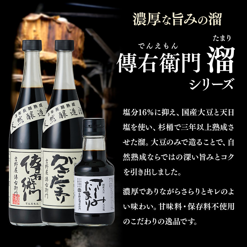 傳右衛門(でんえもん)Fセット＜傳右衛門溜720ml、旨い醤油900ml＞｜味噌 和食 たまり 醤油 しょうゆ 調味料