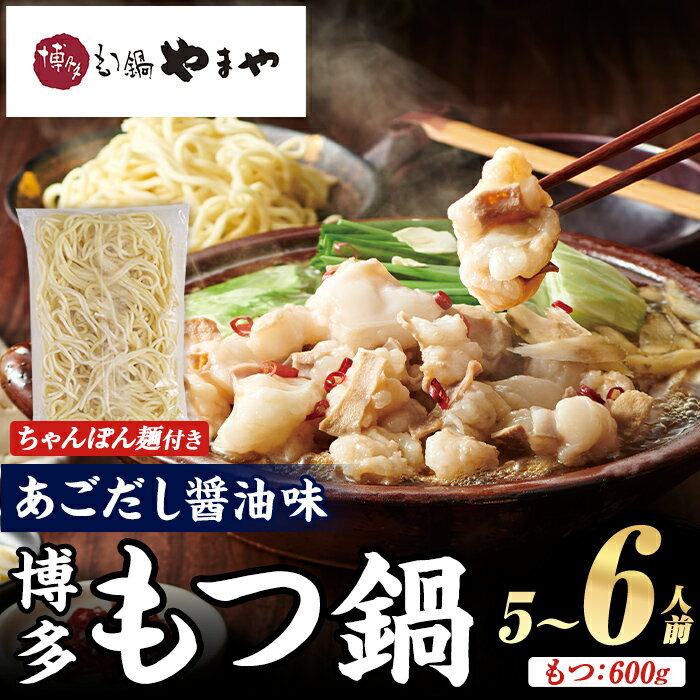 【ふるさと納税】博多もつ鍋やまや もつ鍋セット あごだし醤油味 (5～6人前) もつ鍋 お鍋 もつ モツ 牛もつ 国産 小腸 牛小腸 博多 醤油味 5人前 6人前 あごだし ちゃんぽん麺 チャンポン麺 麺付き【やまやコミュニケーションズ】