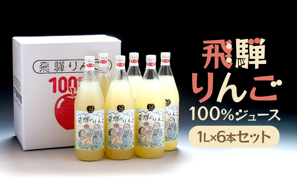 飛騨りんご100％ジュース1L×6本セット｜果汁100% 贅沢 ストレート 純粋 風味豊か フルーツ飲料 ジュース 名産 ふじ 1リットル 家族団欒 老若男女 飛騨高山 木戸脇果樹園オーチャードハウス FP008