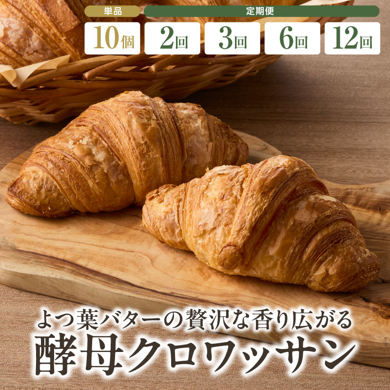 【ふるさと納税】《レビューキャンペーン》よつ葉バターの贅沢な香り広がる♪酵母 クロワッサン10個 選べる回数（1回・2回・3回・6回・12回）定期便 自家培養酵母 100% 国産小麦 ザクザク しっとり バター ブーランジェリーファヴール おやつ 京都 こだわり冷凍 パンセット