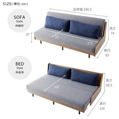 ふるさと納税 大川市 ソファベッド 幅180 ペース 180ごろ寝ソファ<ヴィンテージナチュラル×ダークグレー> |  | 01