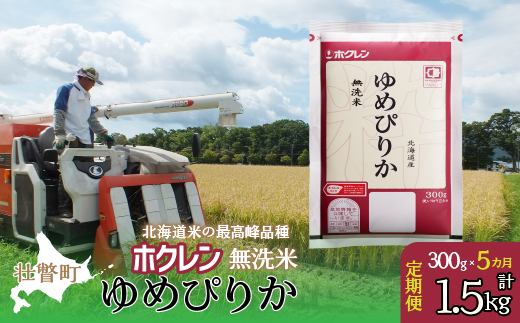 【令和6年産米】【5ヶ月定期配送】（無洗米300g）ホクレンゆめぴりか SBTD150