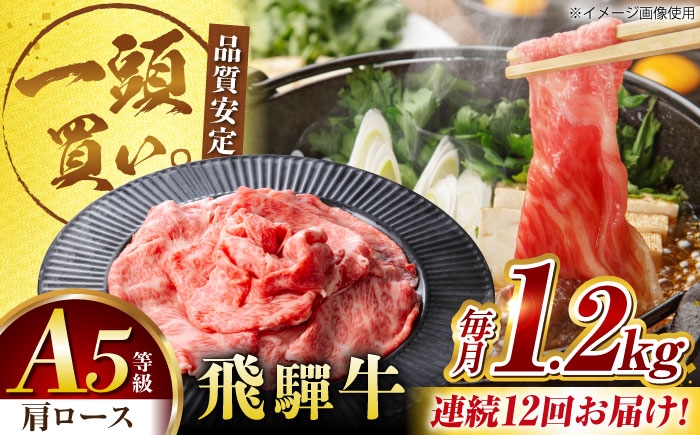 
            【12回定期便】飛騨牛肩ロース 1.2kg(400ｇ×3パック) すき焼きしゃぶしゃぶ用肉 / すき焼き しゃぶしゃぶ 肉 / 御嵩町 / 馬力家 [AVBO038]
          