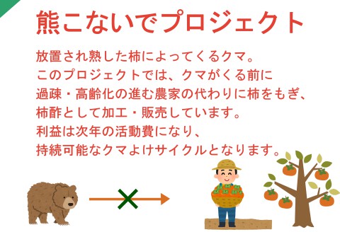 柿酢 柿100% 放ったら柿酢 鈴 300ml×2本 熊こないでプロジェクト