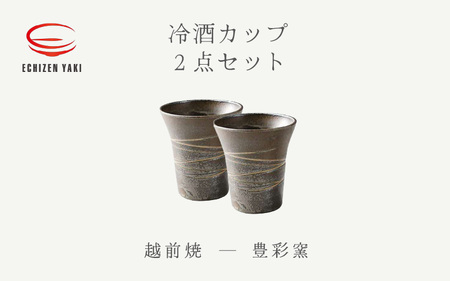  越前焼のふるさと越前町からお届け！冷酒カップ 2点セット 豊彩窯 越前焼 越前焼き 【ビール 酒 コップ カップ マグカップ 食器 ギフト うつわ 電子レンジ 食洗機 工芸品 陶芸 作家 陶器 】 [e25-a031]