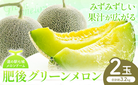 肥後グリーン メロン 2玉 約3.2kg 七城町特産品センター熊本県 菊池市 メロン 果物 フルーツ 九州産 熊本県産 めろん グリーンメロン