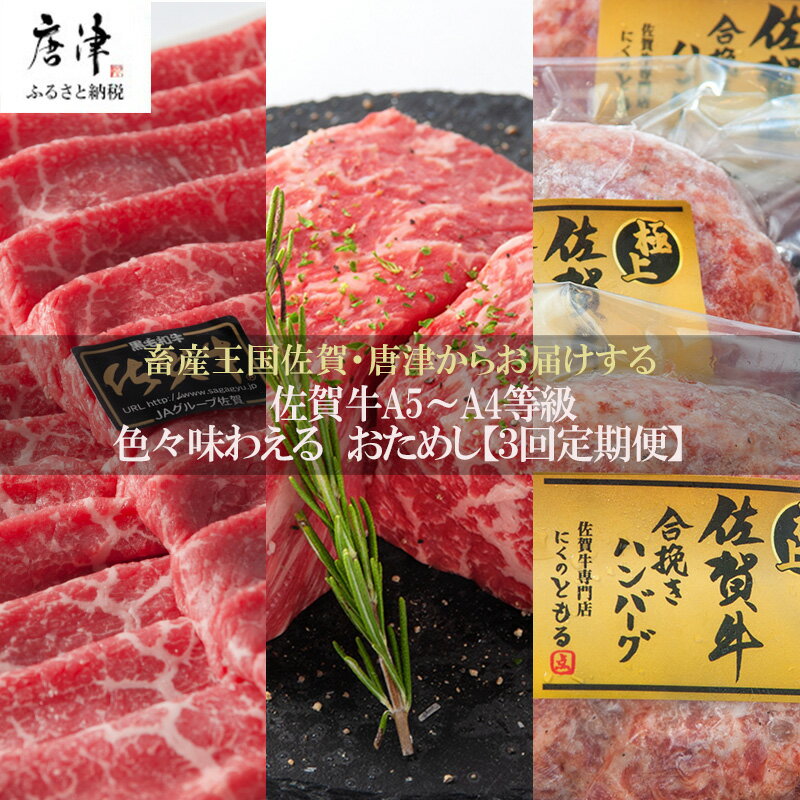 【ふるさと納税】「定期便全3回」 佐賀牛 お試し定期便 寄附翌月から発送 モモスライス400g 6種盛360g ハンバーグ140g×6 (合計1.6kg) A5〜A4等級 ギフト 贈り物 「2025年 令和7年」