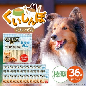 くいしんぼ ミルクガム 棒型 20本×36袋_くいしんぼ ミルクガム 36袋 棒型 20本 × 36袋 ミルク風味 デンタルガム ストレス解消 天然牛皮使用 ハードタイプ ガム 歯みがき効果 歯周病予防 あごの強化 犬 おやつ 福岡県 久留米市 送料無料_Pf050-03