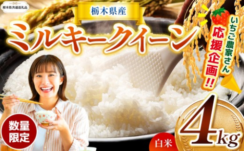 【栃木県共通返礼品】【先行予約】 訳あり 数量 限定 令和8年度産 ミルキークイーン 約 4kg | とちぎの星 ミルキークイーン  玄米 白米 ごはん おいしい  ふるさと納税 那珂川町 栃木県