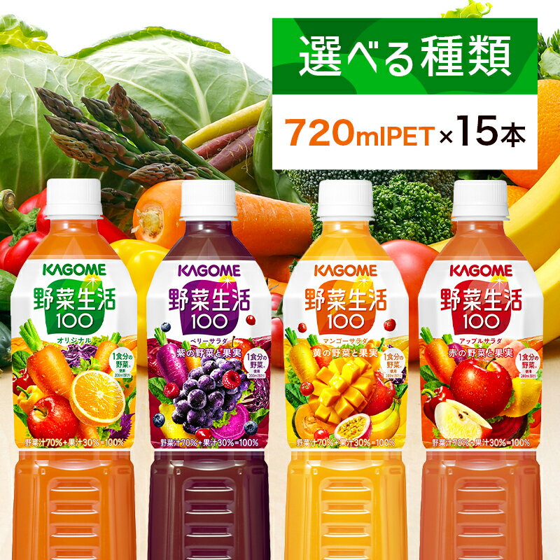 【ふるさと納税】 カゴメ 野菜生活 シリーズ 720mlPET×15本【選べる種類】栃木県 那須塩原市 野菜ジュース 野菜生活100 オリジナル ベリーサラダ マンゴーサラダ アップルサラダ グリーンサラダ 野菜果実 ミックスジュース 健康 飲料 ペットボトル ビタミン 送料無料