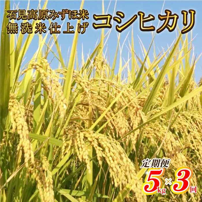 【ふるさと納税】定期便 先行予約 令和8年産!　石見高原みずほ米コシヒカリ 無洗米仕上 5kg×3回