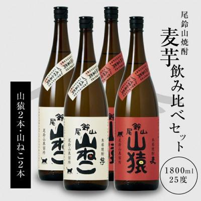 ふるさと納税 木城町 焼酎尾鈴山(山ねこ2本・山猿2本)各1,800ml