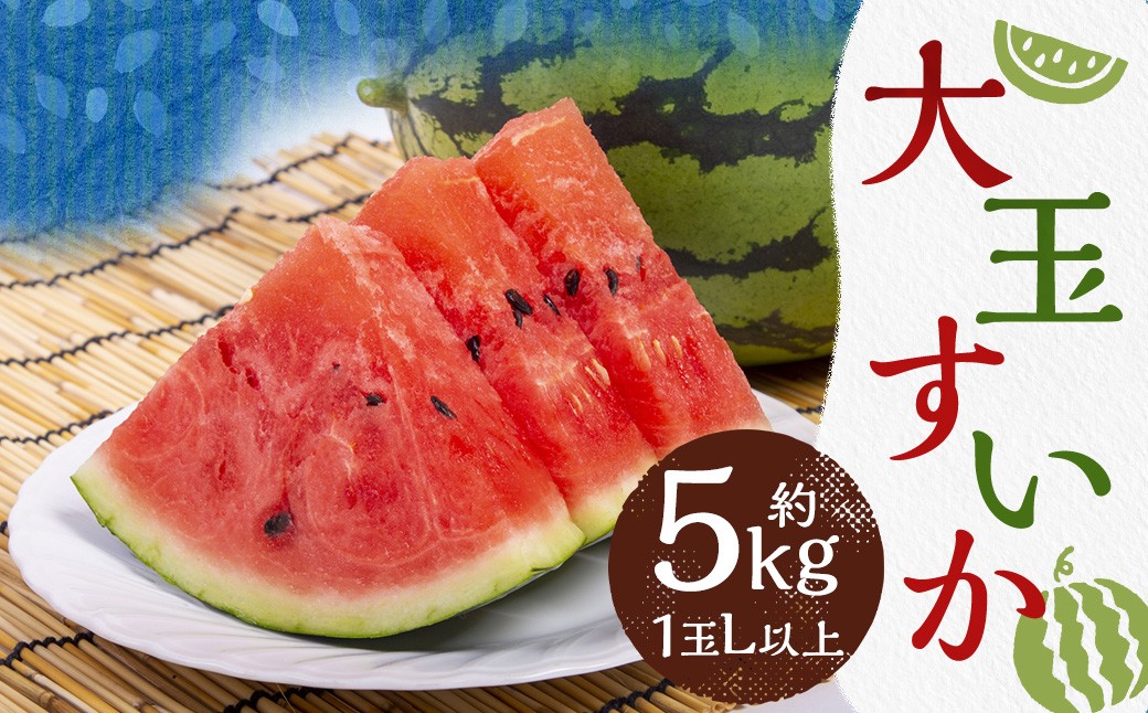 
                  ＜ R8年熊本地震復興支援 ＞大玉 すいか 1玉 L以上 約5kg【2026年5月上旬～6月下旬発送予定】
                