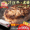 【溢れる肉汁で大人気！】近江牛と黒豚のハンバーグ【900g（150g×6個）】【肉】【牛肉】【黒豚】【6個】【国産】