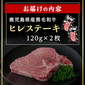 鹿児島県産 黒毛和牛 ヒレ ステーキ (計240g・120g×2) 国産 牛肉【肉のちょーさん】A951