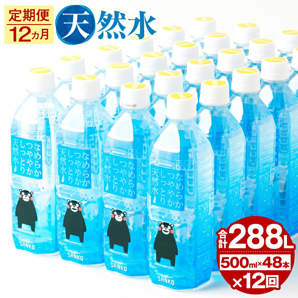 【ふるさと納税】【12ヶ月定期便】なめらかつややかしっとり天然水 500ml 合計576本 24本×2ケース×12ヶ月 《お申し込みの翌月から出荷》天然水 軟水 鉱水 シリカ水 飲料水 ミネラルウォーター ドリンク ペットボトル 熊本県 菊池市 定期便 12回お届け 送料無料