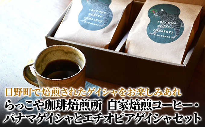 
            らっこや珈琲焙煎所　自家焙煎コーヒー・パナマゲイシャとエチオピアゲイシャセット
          