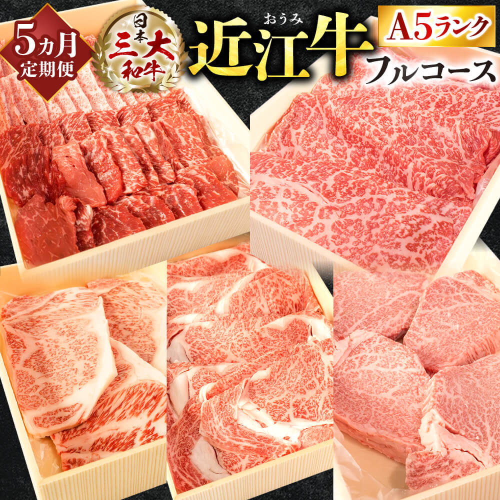 【ふるさと納税】 定期便 A5ランク 近江牛 フルコース 5カ月 ブランド牛 牛肉 高級 人気 国産 楽天 寄付 返礼品 お歳暮 ギフト プレゼント お祝い 贈り物 ふるさと納税 CO04 株式会社びわこフード(近江牛専門店 万葉)
