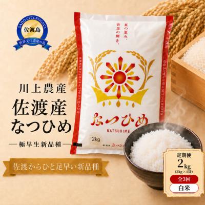 ふるさと納税 佐渡市 【毎月定期便】【新品種】佐渡産 なつひめ 2kg(精米)　川上農産のお米全3回