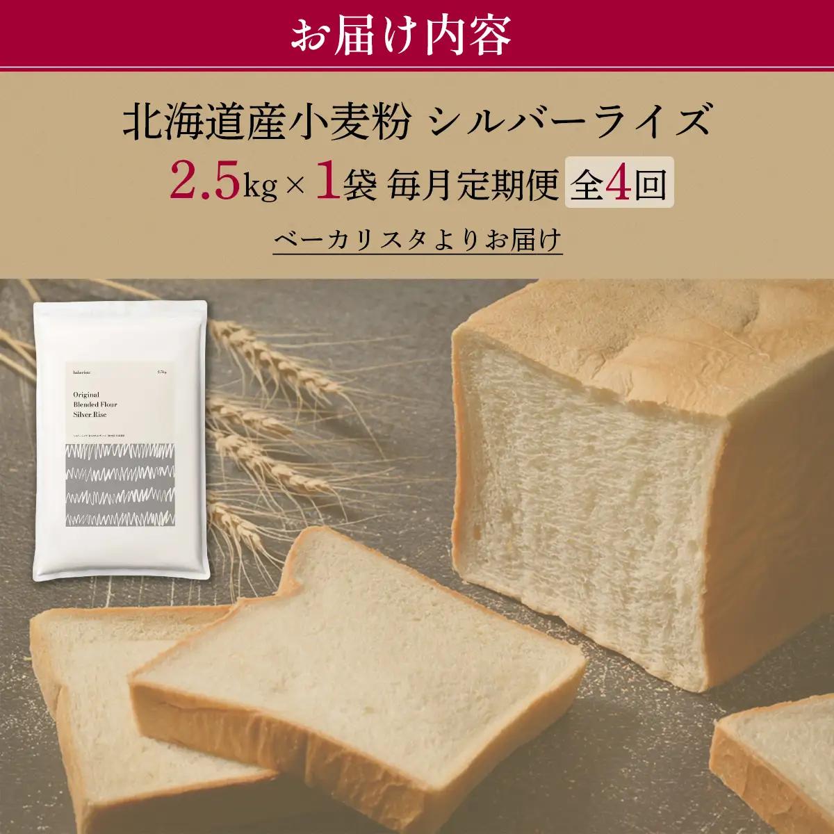 【毎月定期便】北海道産 小麦粉 はるゆたかブレンド小麦粉 シルバーライズ（パン用強力粉）2.5kg 全4回 MROBI026
