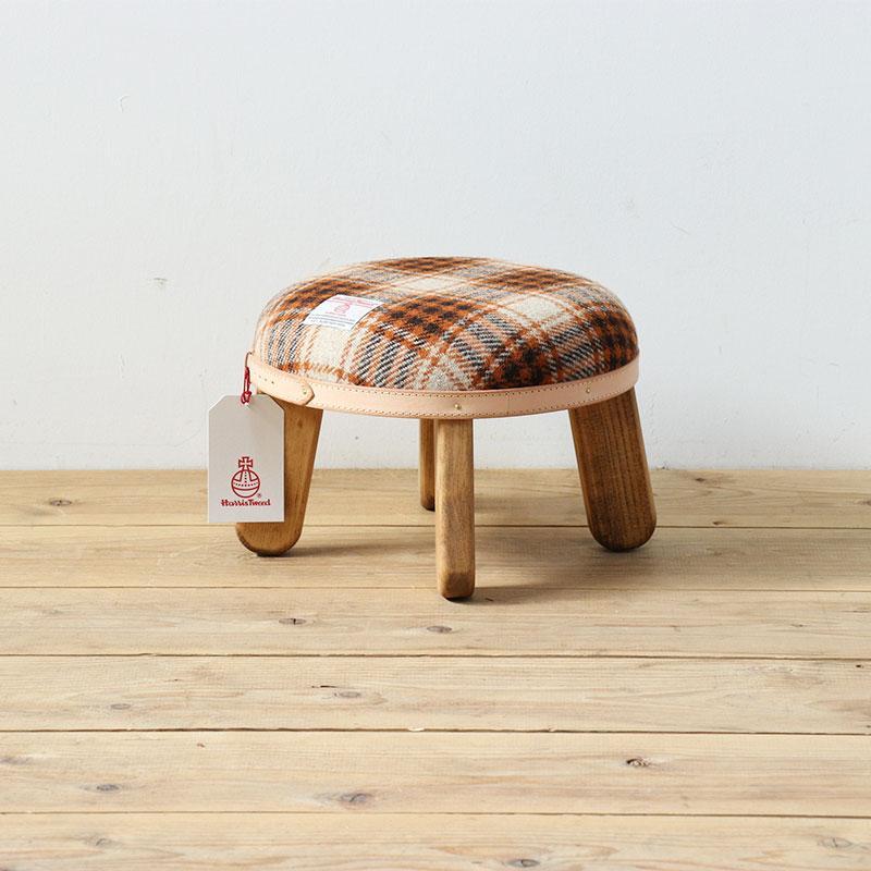 まぁるいスツール【ライトブラウン＆ブラウンチェック】 子供 椅子イスキッズ HARRIS TWEED（ハリスツイード）家具 Z096VC02_イメージ2