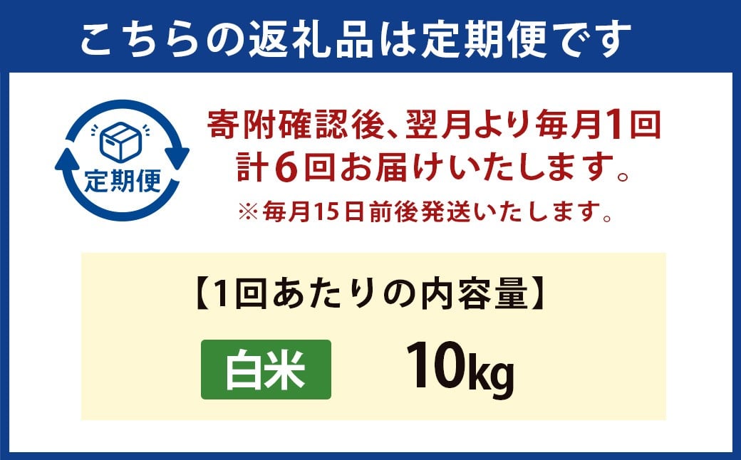 【6か月定期便】 白米 野上米 10?×6回 計60kg 【2025年10月下旬より発送予定】 ヒノヒカリ 米 こめ コメ お米 常温 国産