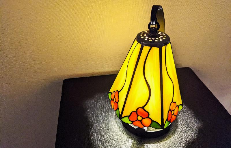 ステンドグラス・ミニ吊りランプ（黄） 099H2383-1